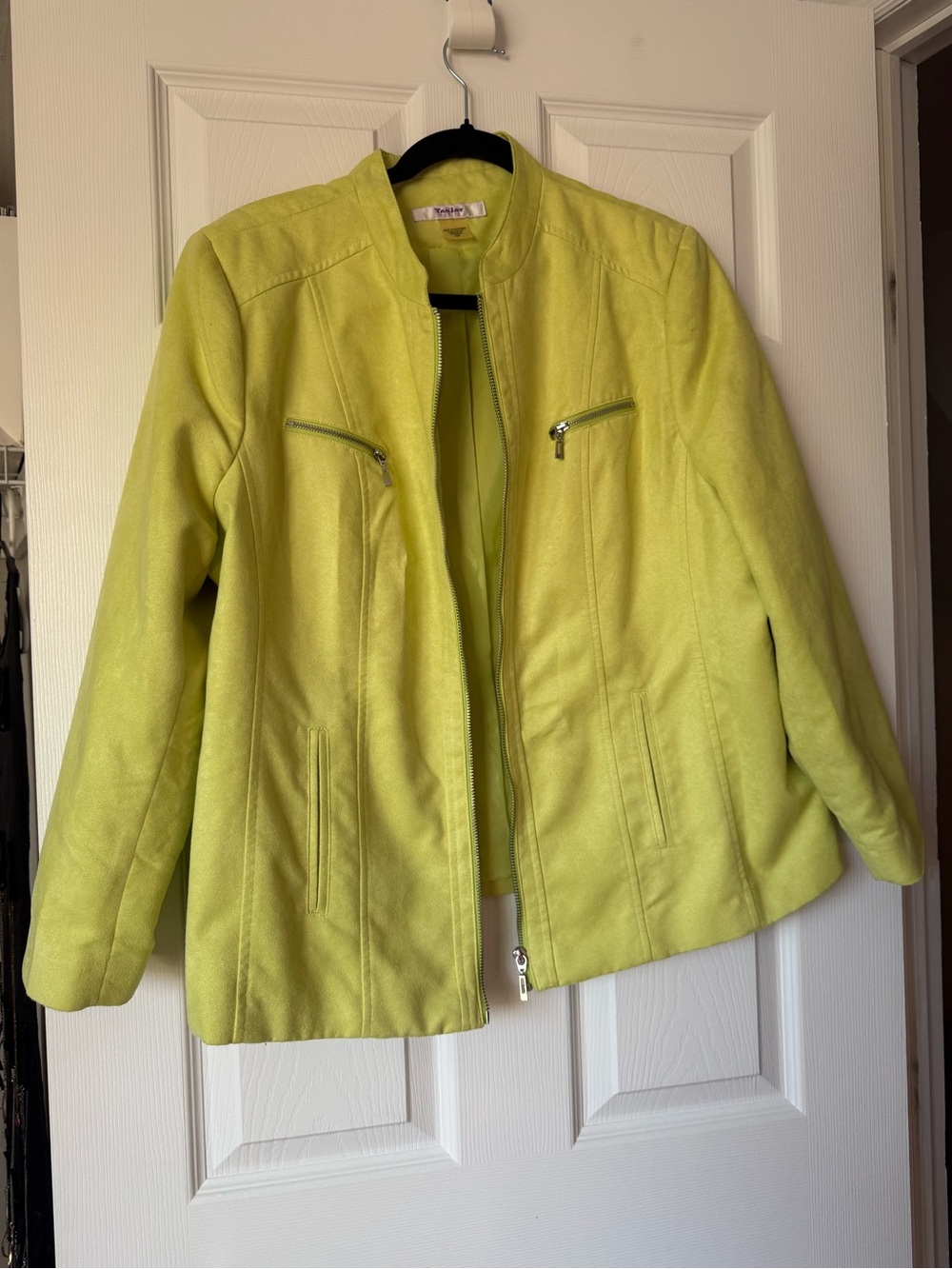 TanJay Lime Green Faux Leather Zip Jacket